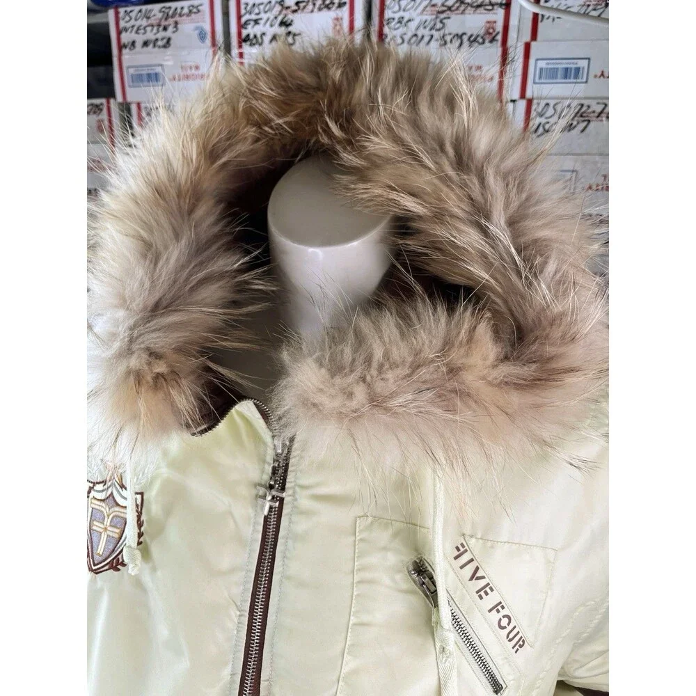 FIVE FOUR LA Down Feather Puffer Snow Ski Jacket Women Sz XXL Real Fur Trim